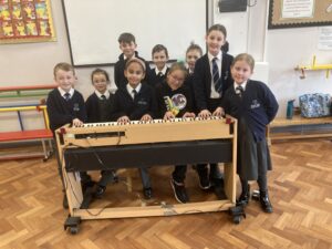 Children around a keyboard